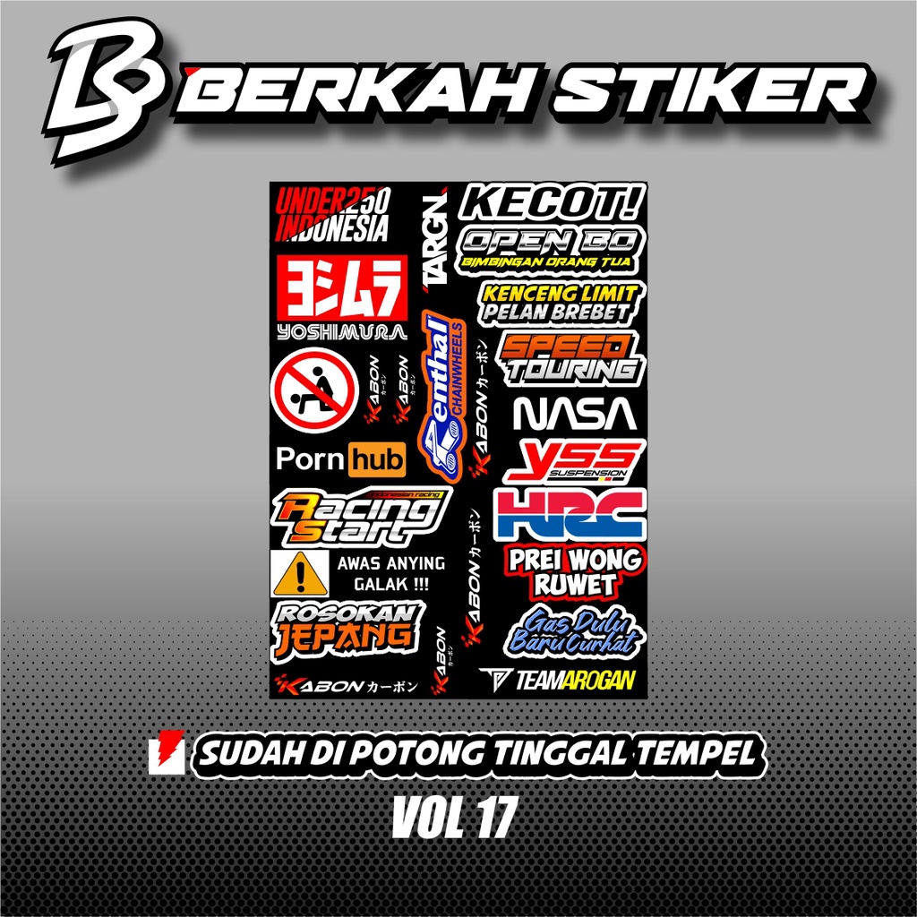 Sticker Pack Racing Stiker Motor harga perlembar laminasi glosy dan cuting