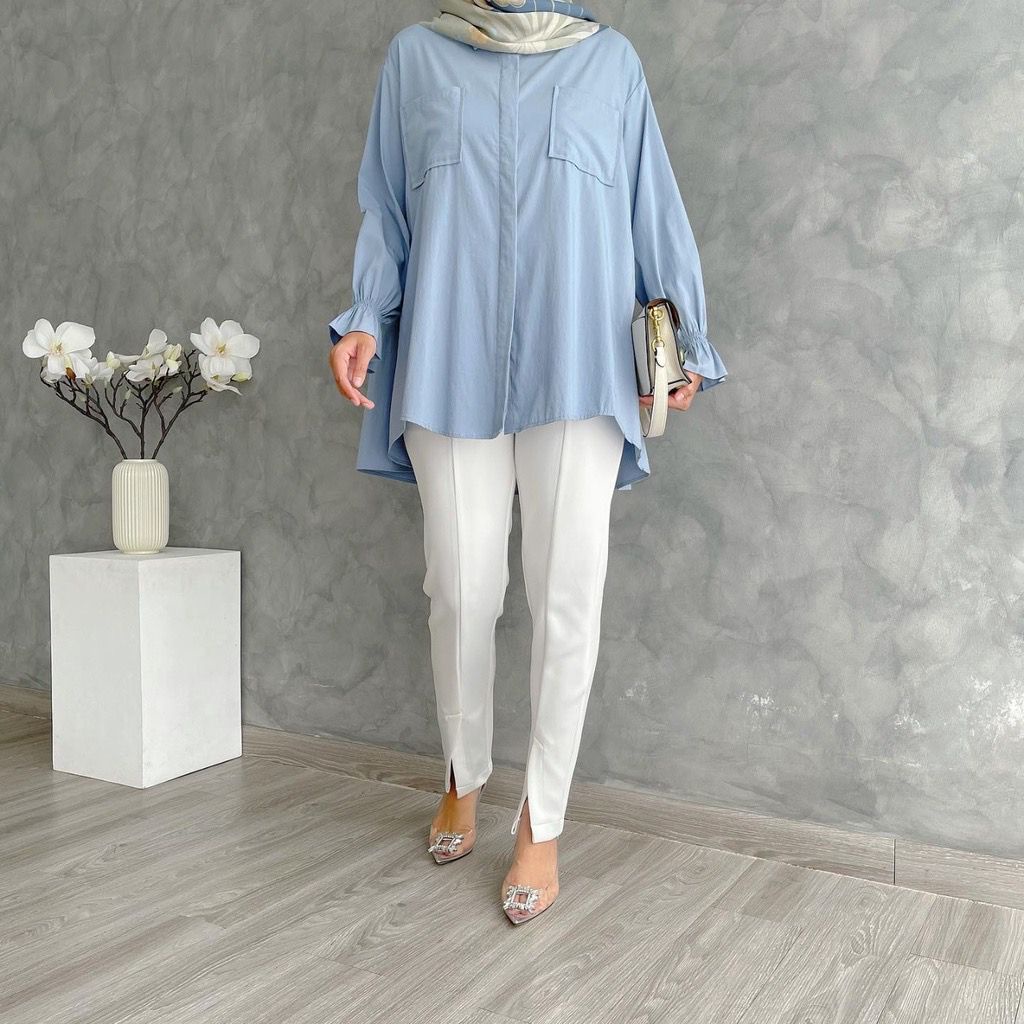 BEFAST - ZFS Blouse TIAR Rayon Diamond / AVO RAYON / HEM Lengan Panjang Wanita / Pakaian Casual Wanita / Kemeja Polos Formal / Fashion Wanita Kerja / Outift Wanita Hijab