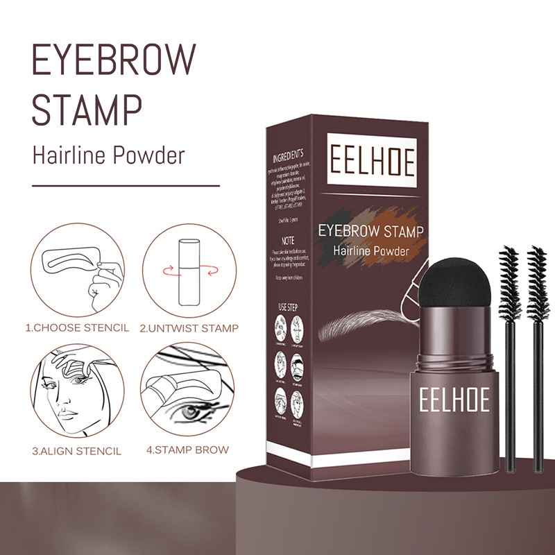 【READY STOCK】EELHOE Eyebrow Powder Eyebrow Stamp Sikat Alis Bubuk Alis Stempel Alis Waterproof dengan 10 Model Cetakan Alis