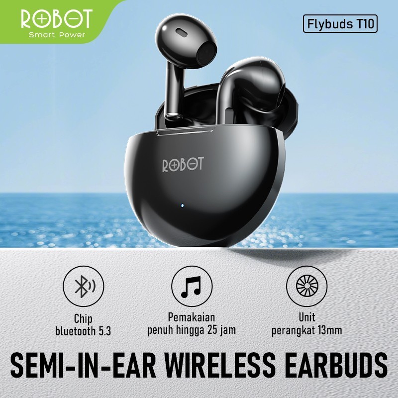 Robot Flybuds T10 TWS Earbuds Semi In Ear Earphone - Hitam