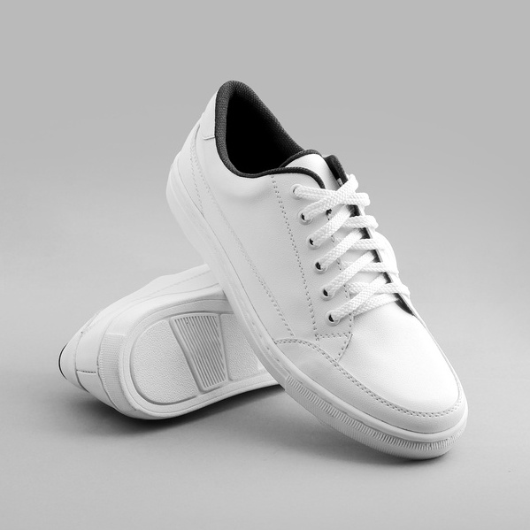 PARKER WHITE -  Sepatu Sneakers Pria Wanita Casual Polos Kulit Distro Kasual Original