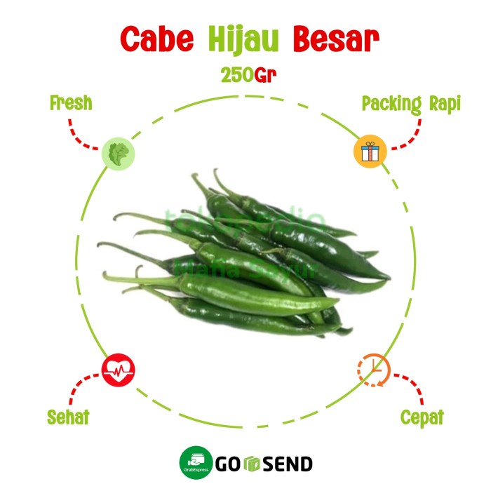 

CABE HIJAU BESAR / LOMBOK / CHILI / BUMBU DAPUR / FRESH VEGETABLE - 250gram