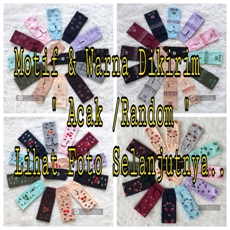 12 Pasang kaoskaki jempol nilon mix warna&amp;motif