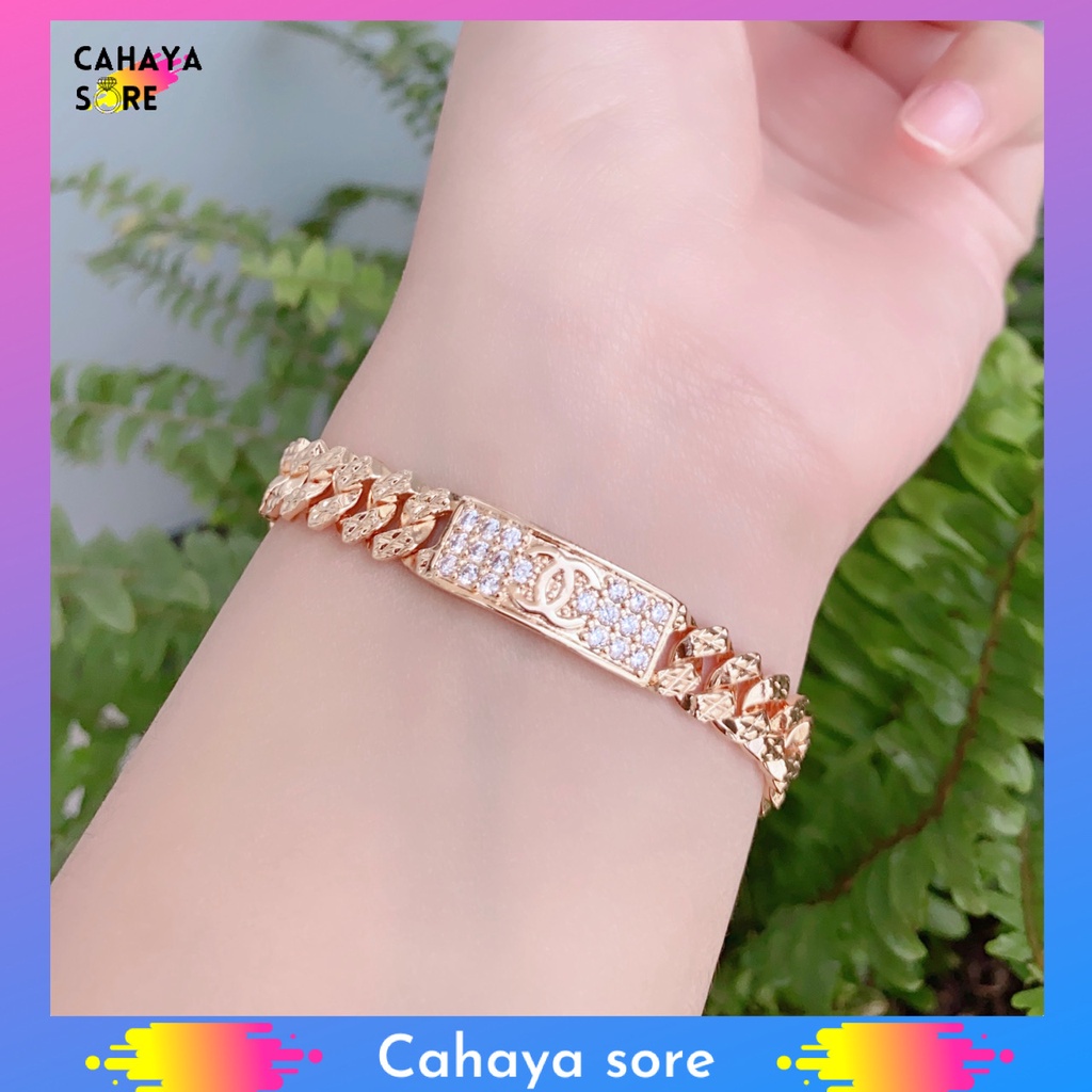 Gelang Xuping Gold Gelang Tangan Dewasa Rantai Permata HC Cantik G09