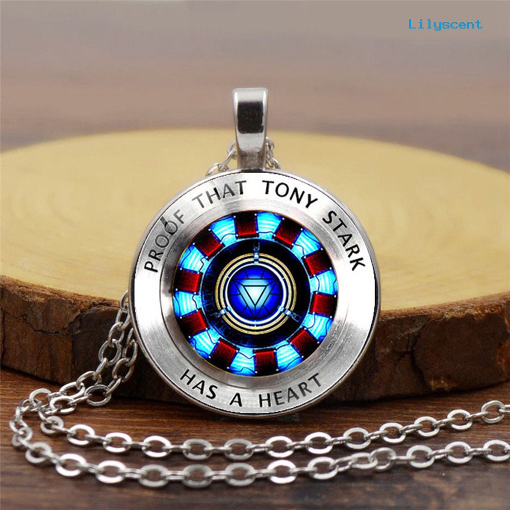 [LS] Iron Man Heart Women Jewelry Faux Cabochon Liontin Rantai Kalung Hadiah