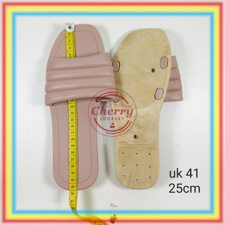 A729-127 Sandal Selop Wanita Verotino Sendal Slop Cewek Karet Motif Kotak Gelombang