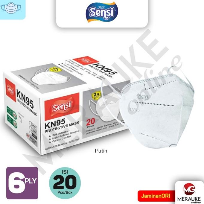 Masker SENSI KN95 Earloop 6 Ply Double Filter Box isi 20 Pcs