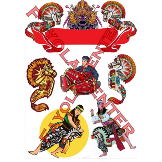 Topper Cake FREE NAMA tema Kuda lumping / kuda kepang / ebeg / jaranan