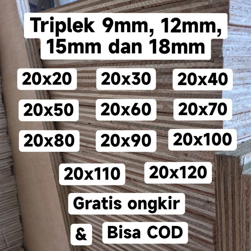 20cm 18mm Triplek plywood tebal 18mm meranti halus lebar 20cm custom ukuran