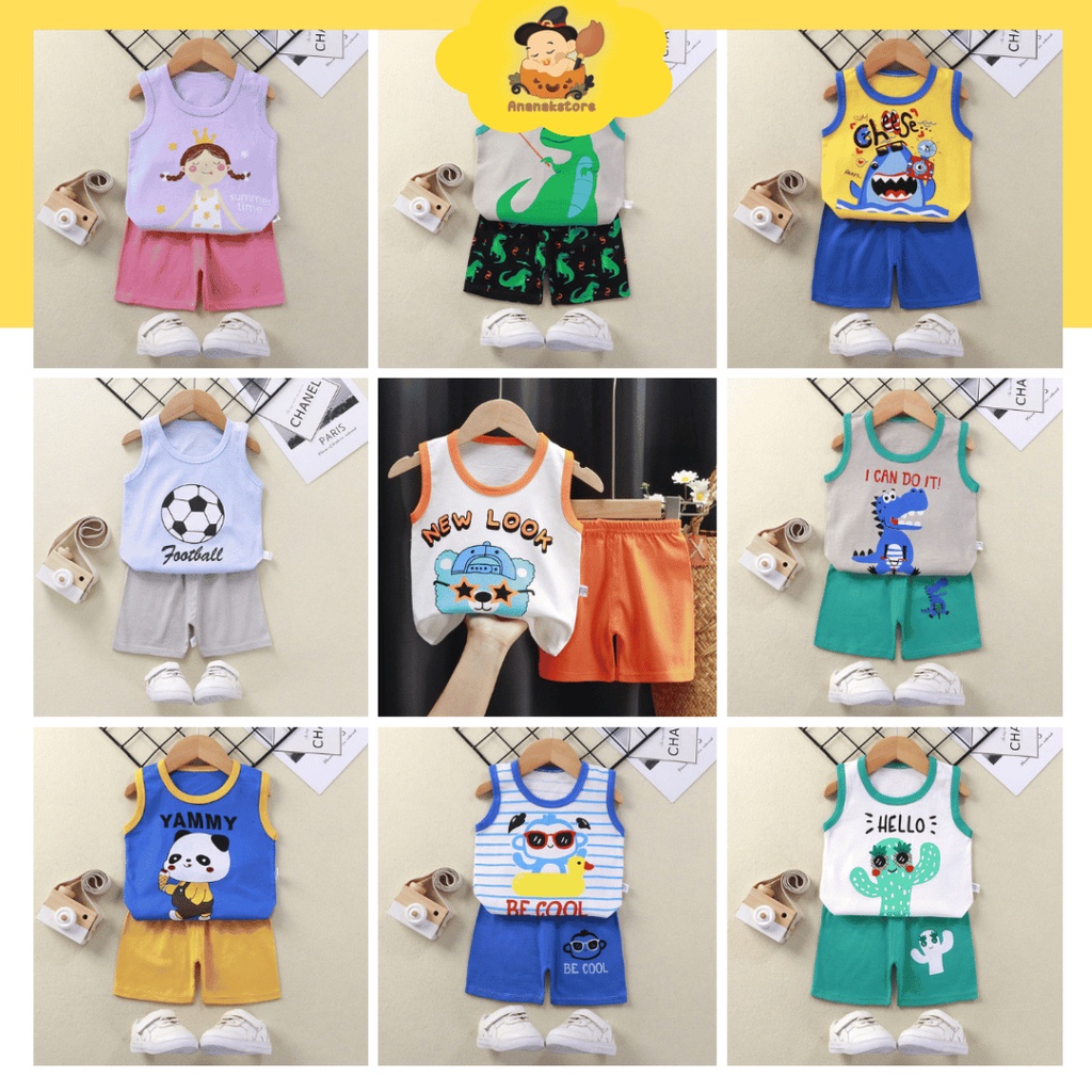 COD - Baju Setelan bayi newborn lucu / Setelan Anak unisex usia 0-2 tahun karakter