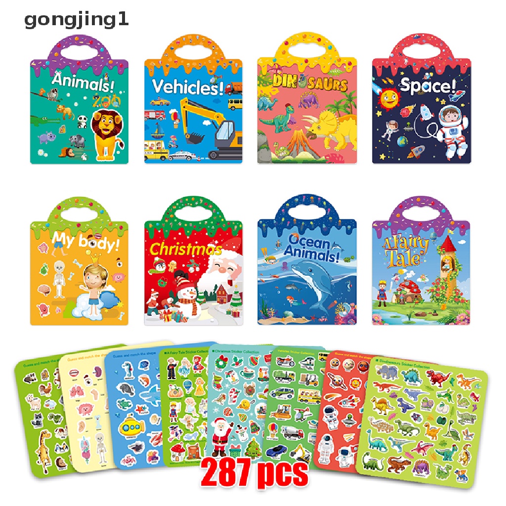 Ggg Buku Stiker Anak-Anak Dapat Digunakan Kembali Banyak Skenario Kartun DIY Puzzle Edukasi ID