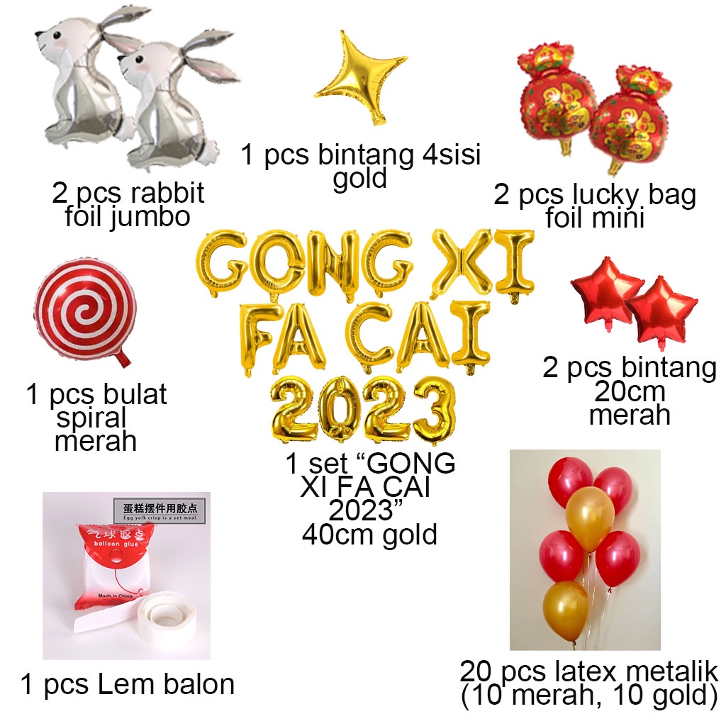 [PAKET] Dekorasi IMLEK SHIO GOLD Balon Chinese New Year