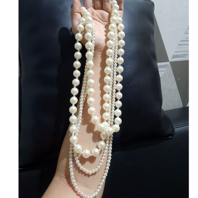 Kalung Mutiara Pearl Susun Premium Quality tidak karatan Import G828