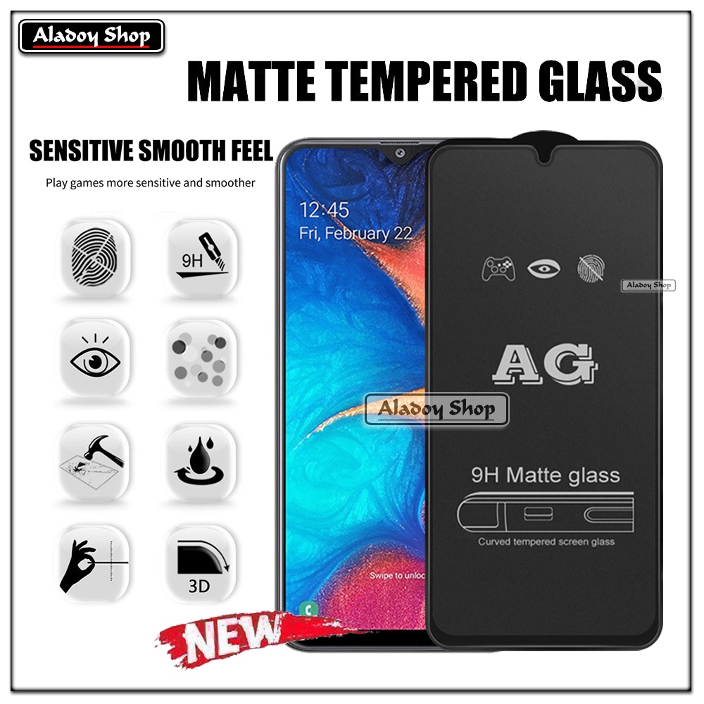 Paket 3IN1 Tempered Glass Layar Matte Anti Glare Samsung A20/A30 Free Tempered Glass Camera dan Skin Carbon