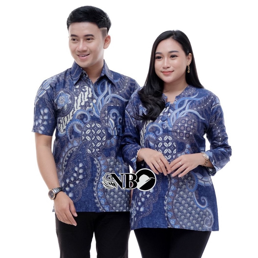 Batik Couple Modern Baju Batik Wanita Atasan Blouse Batik Kerja Kantor Wanita Motif Jasmine Seragam