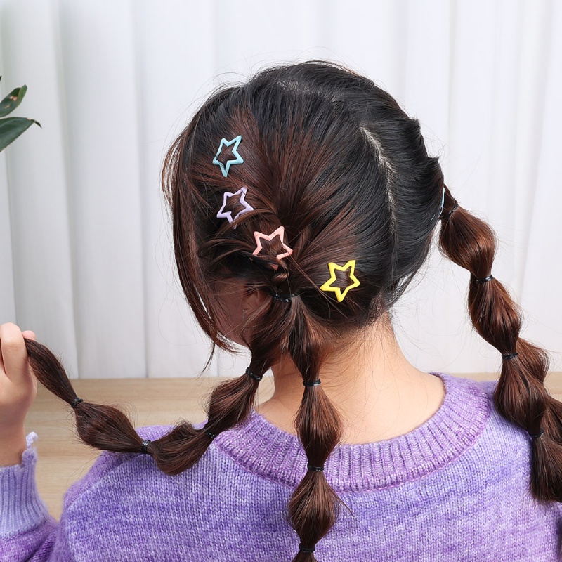 4/6pcs Jepit Rambut Bentuk Tetesan Air Bintang Warna-Warni Lucu/ Jepit Anak Perempuan Anak Cantik BB/ Aksesoris Rambut Fashion Anak