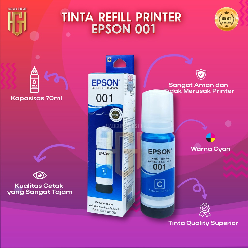 1 SET 4 PCS Tinta Epson 001 Tinta Printer L4150 L4160 L6160 L6170 L6190