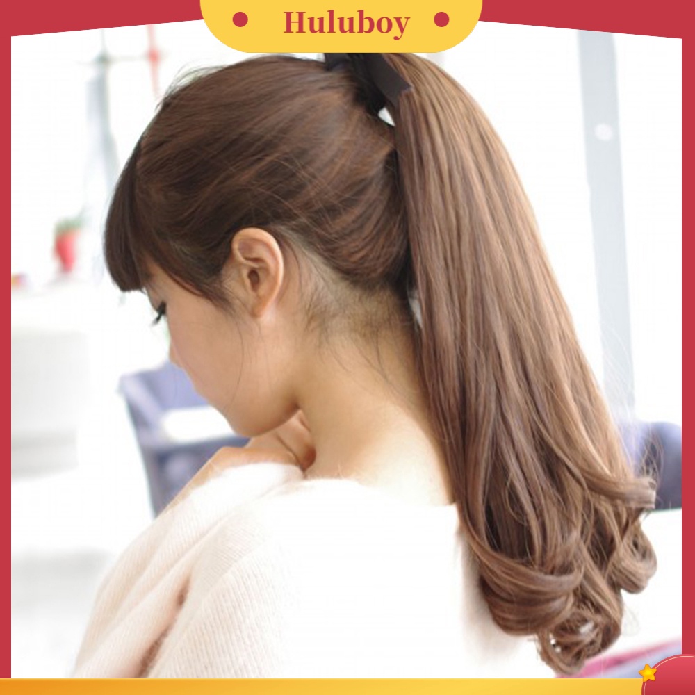 Wig Rambut Extension Ponytail Model Panjang Lurus Keriting Dengan Klip Pita