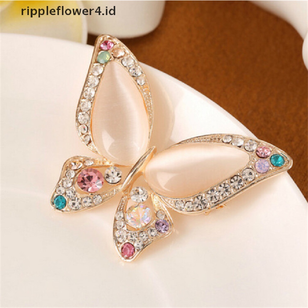 {rippleflower4.id} 1 * Opal Berlian Imitasi Bros Untuk Pernikahan Kupu-Kupu Bros Untuk Wanita Hadiah Terbaik~