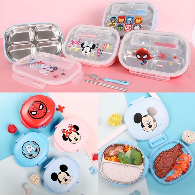 children stainless lunch box kotak makan sekat anti karat anak