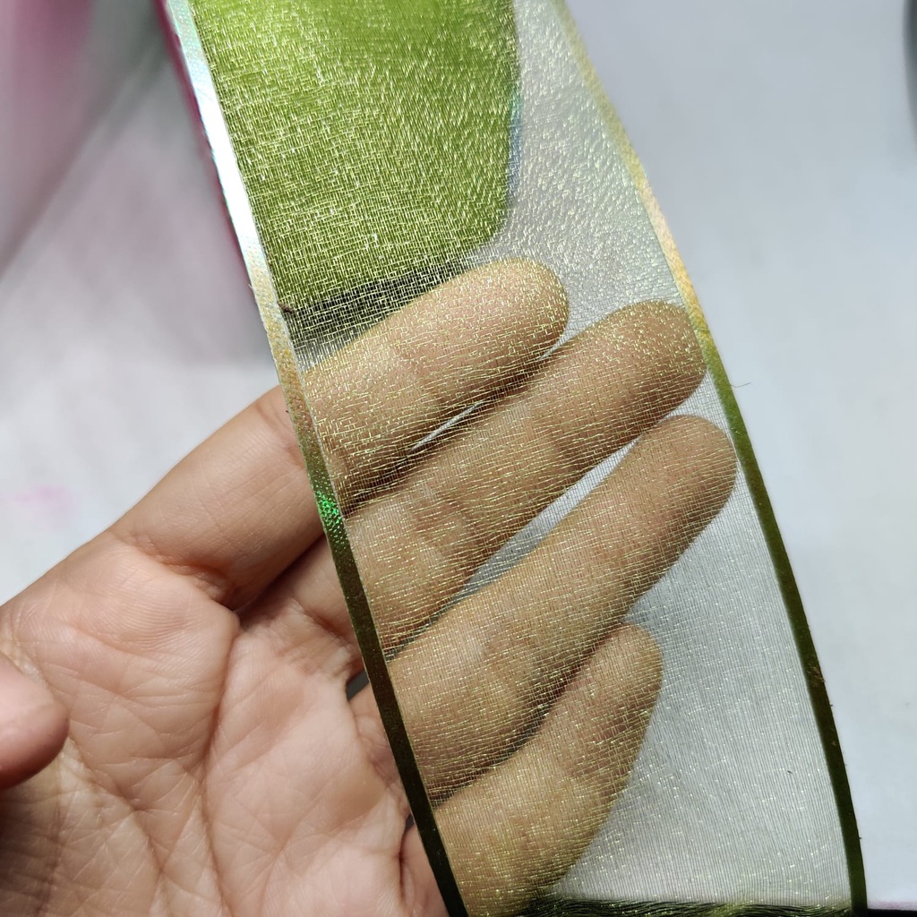 Pita Organdi Jaring 5 cm Motif POLOS Dan GLITTER Pita Hias Hampers Dekor