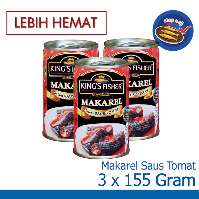 

⭐BISA COD⭐ King's Fisher Paket 3 pcs makarel mini saus Tomat Makanan Kaleng 155 g