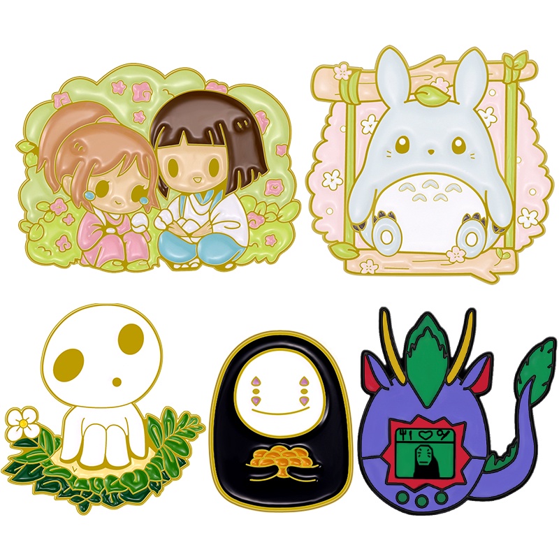 Anime Jepang Peripheral Lapel Pin Lucu Totoro Bros Tanpa Wajah Laki-Laki Lencana Hadiah Untuk Teman Pakaian Aksesoris Perhiasan