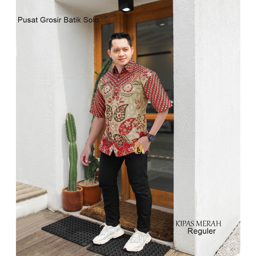 BATIK PRIA LENGAN PENDEK FURING BUNGA KIPAS