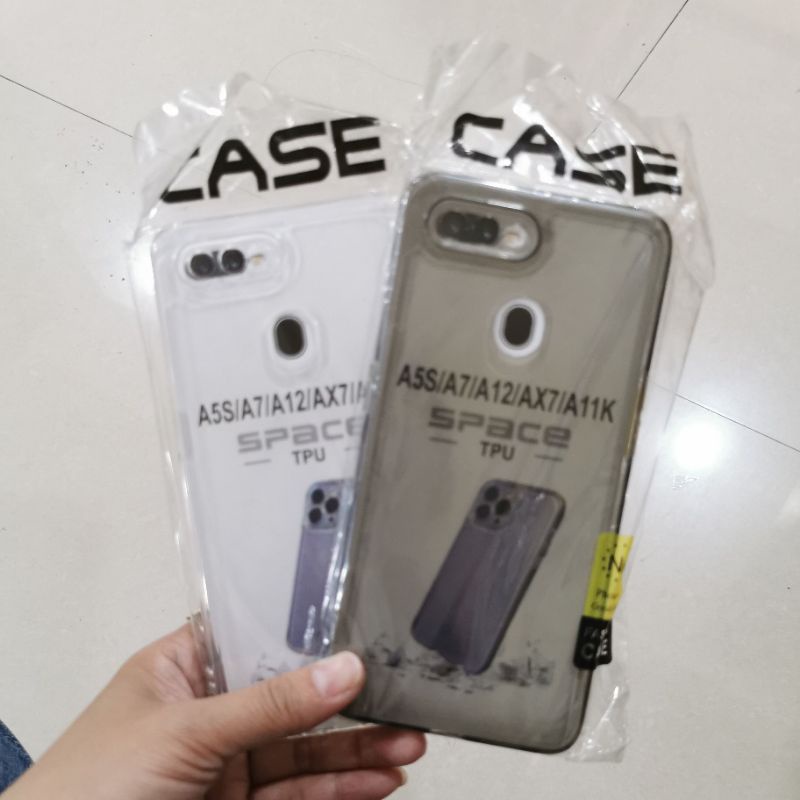 CASE OPPO A5S / A7/ A12 / A11K / F9 CASE CLEAR SPACE BENING PROTEC CAMERA