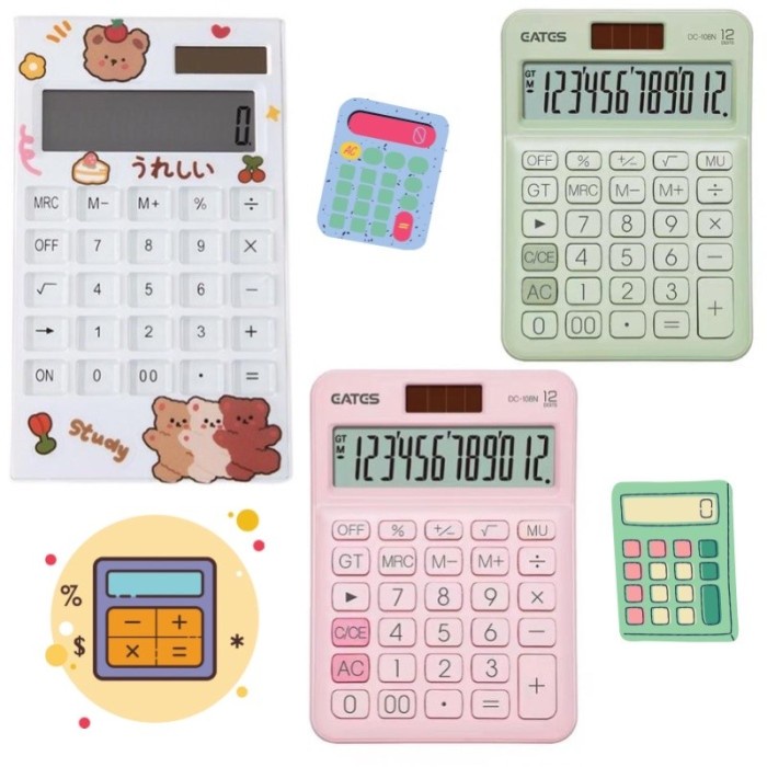 

SALE cute calculator colourful with sticker kalkulator imut alat berhitung