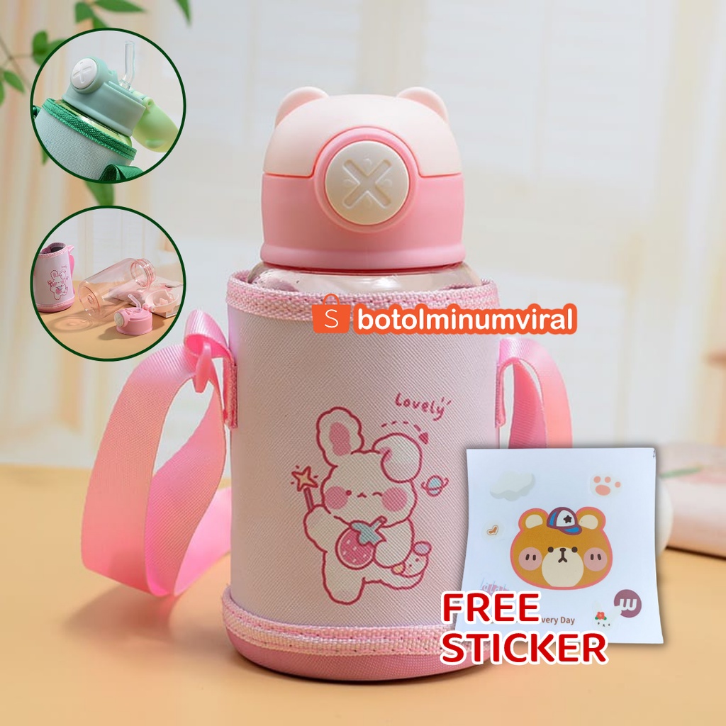 Botol Minum Anak BPA Free Sedotan Anti Bocor Bear Pouch Viral Import