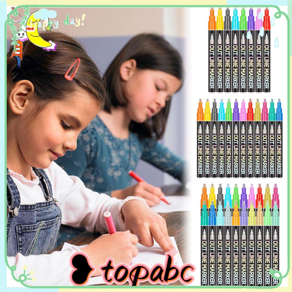 Top Double Line Pen Hand Akun DIY Natal Fluorescence Hand Painted Magic Contour Stabilo Pen