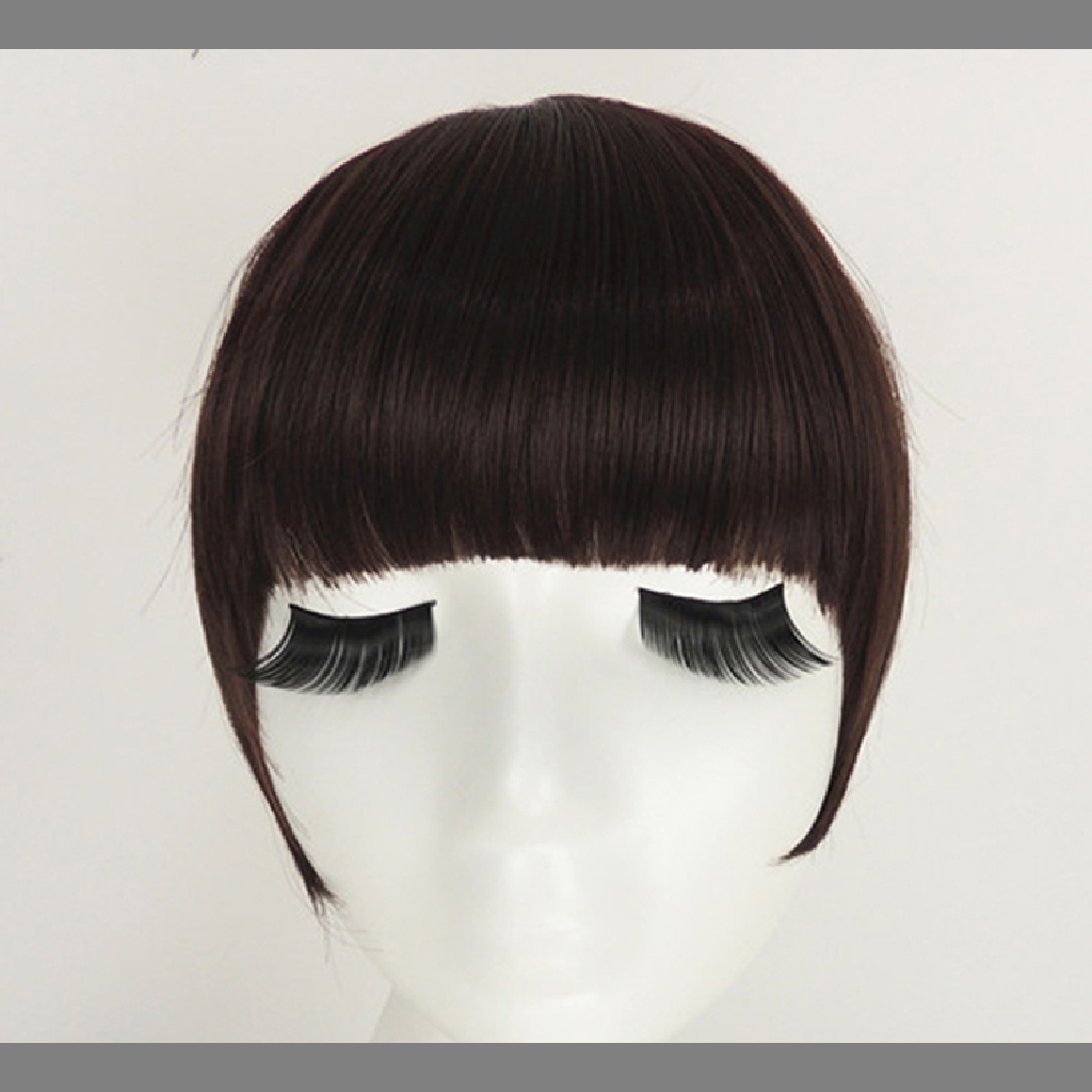 Adawnshbhyu Fringe Clip In On Poni Lurus hair Extensions brown black *like human hair ID