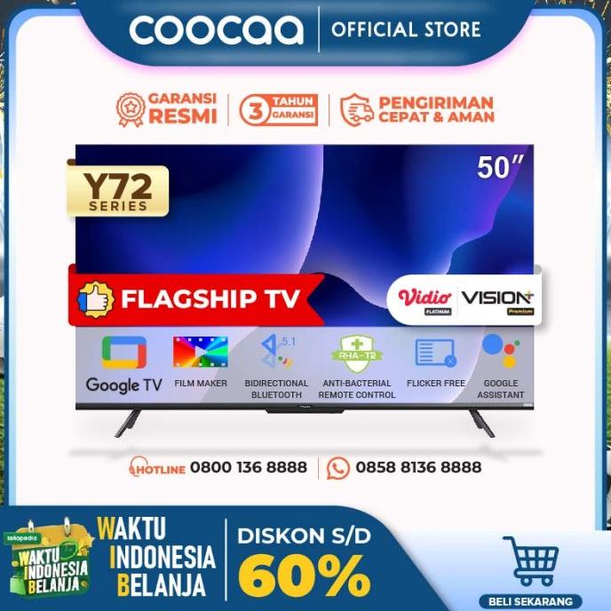 [Google Tv] Coocaa 50 Inch Smart Led Tv - Flicker Free -(Coocaa 50Y72)