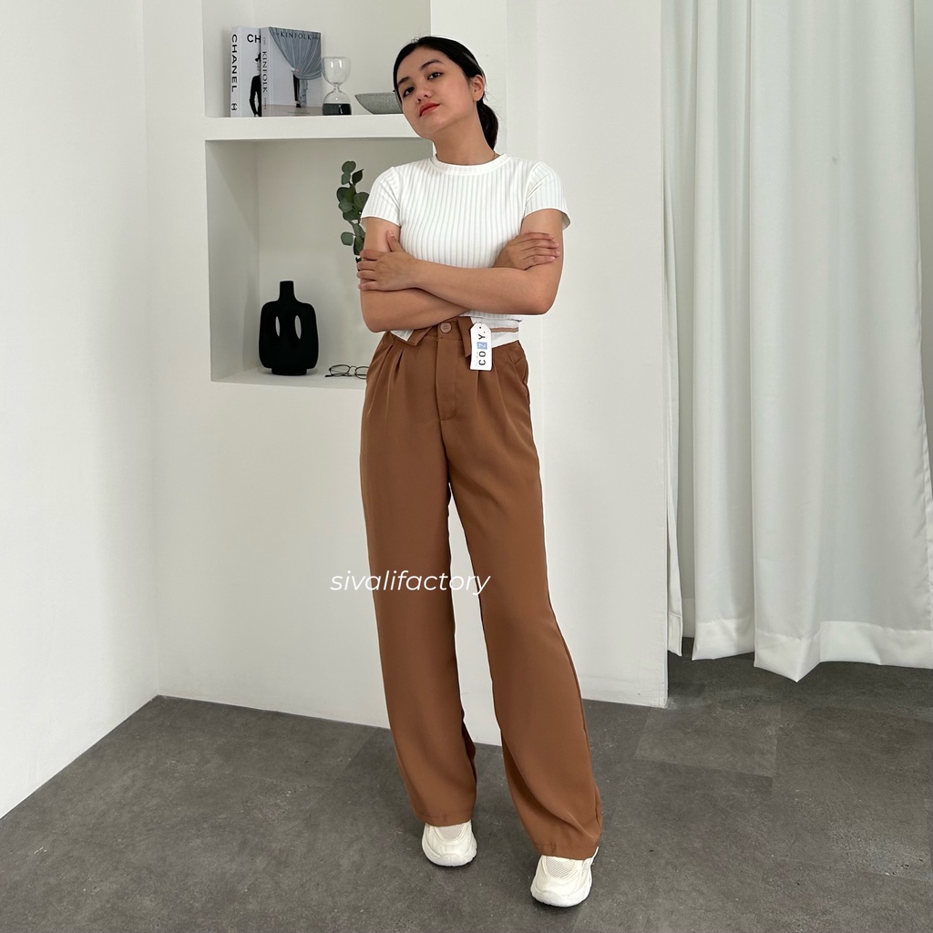 SIVALI Amertha Pants - Cullote Highwaist Loose Pants - Trousers Pants - Celana Panjang Wanita