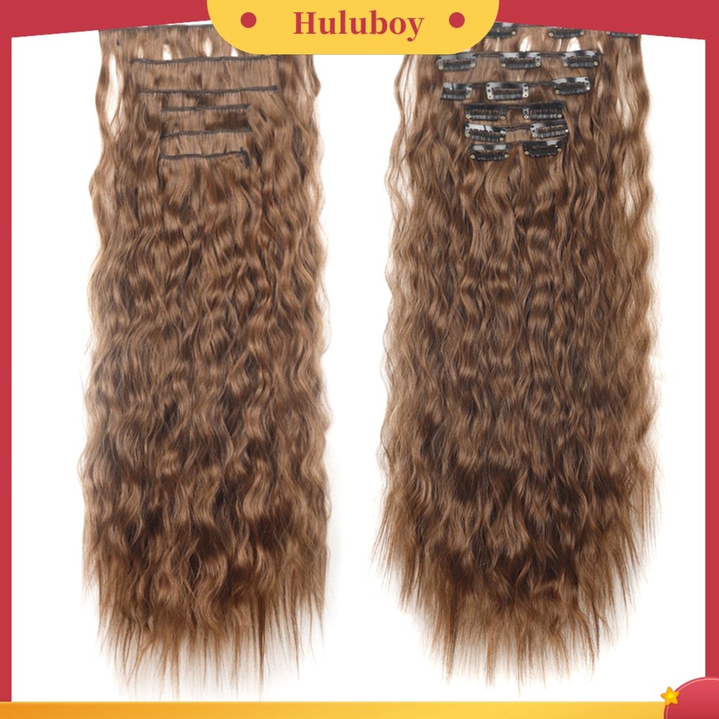 1 Set Rambut Palsu Extension Model Panjang Keriting Bahan Serat Suhu Tinggi