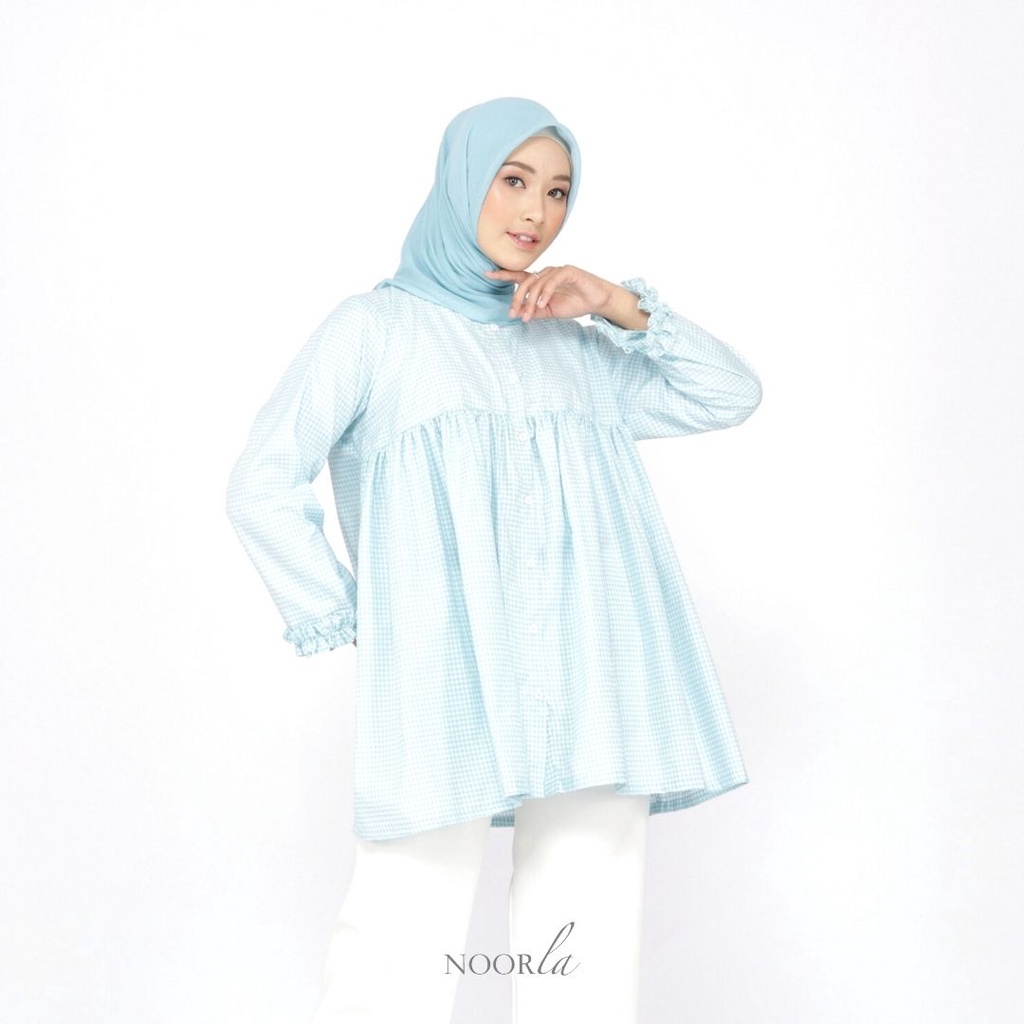 NOORLA - ARA BLOUSE SATU SET HIJAB / ATASAN / KEMEJA KOTAK-KOTAK