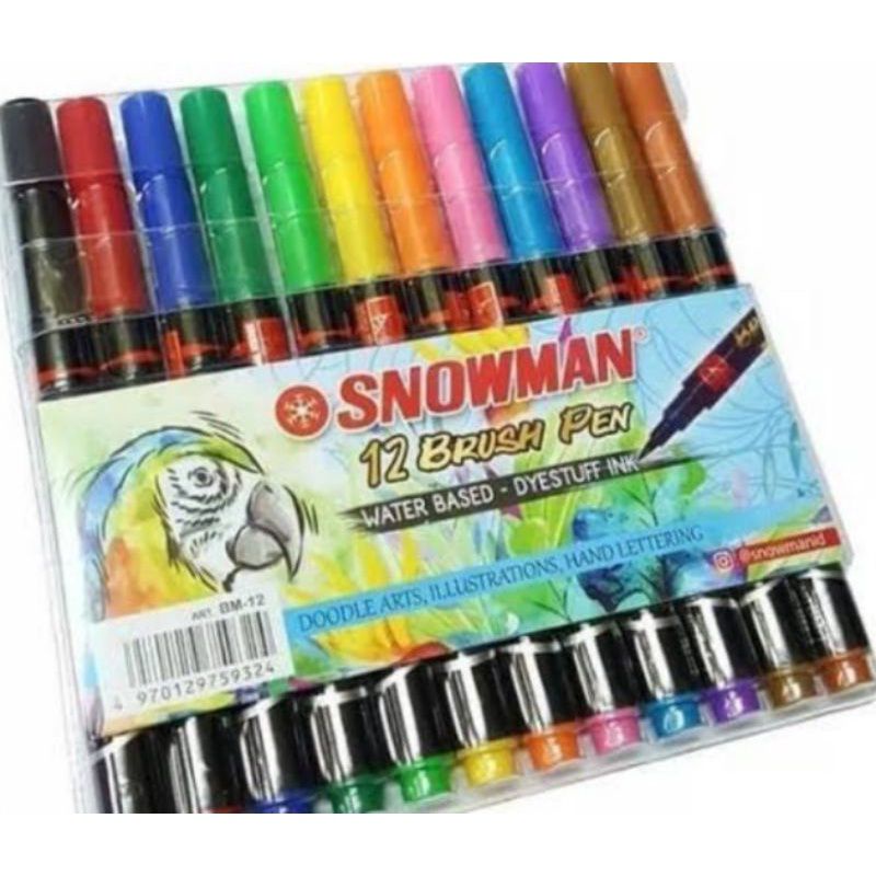 

[100% REAL PICT] Brush Pen 12 Warna merk Snowman (1pcs/1biji - Pilih 1 Warna)