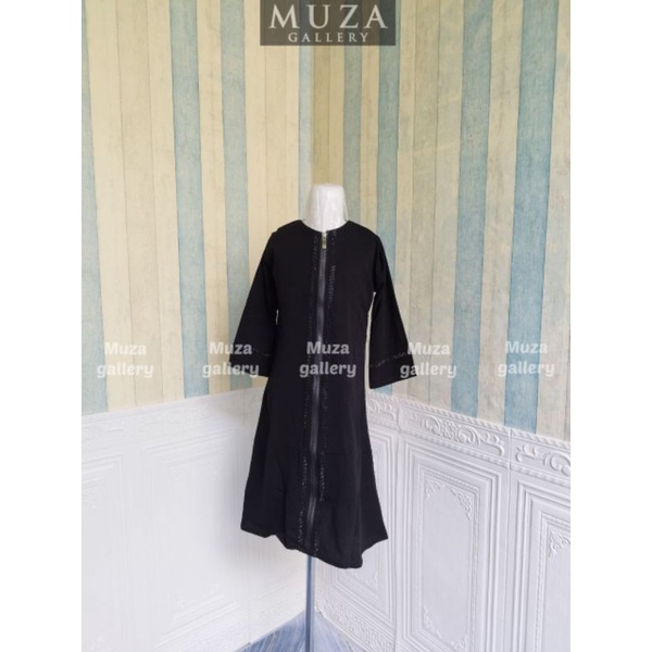 MUZA ABAYA HITAM ZIPER BLACK