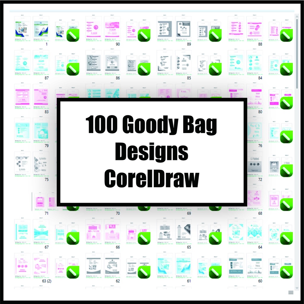 100 Goody Bag Designs UK A3 A4 Coreldraw