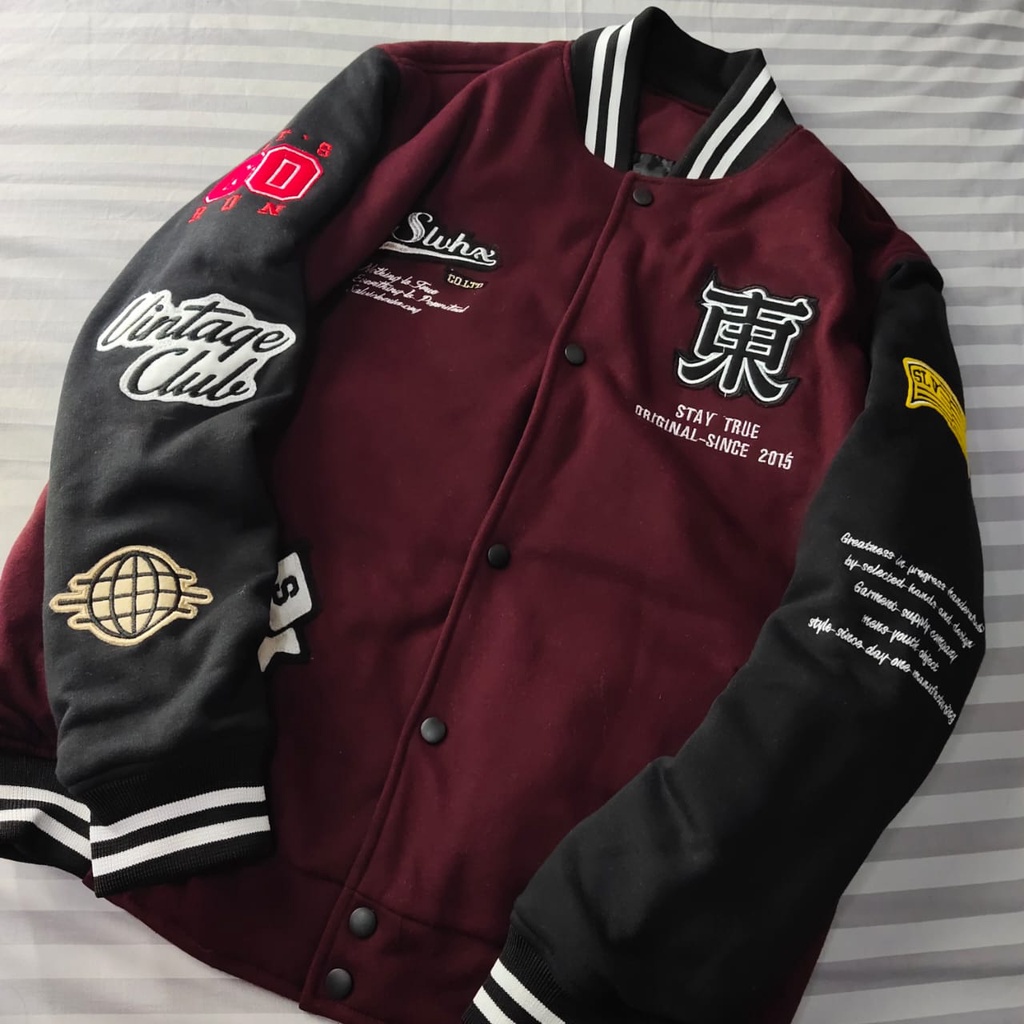 JAKET VARSITY DISTRO,VARSITY BOMBER ORISINAL, PRIA WANITA