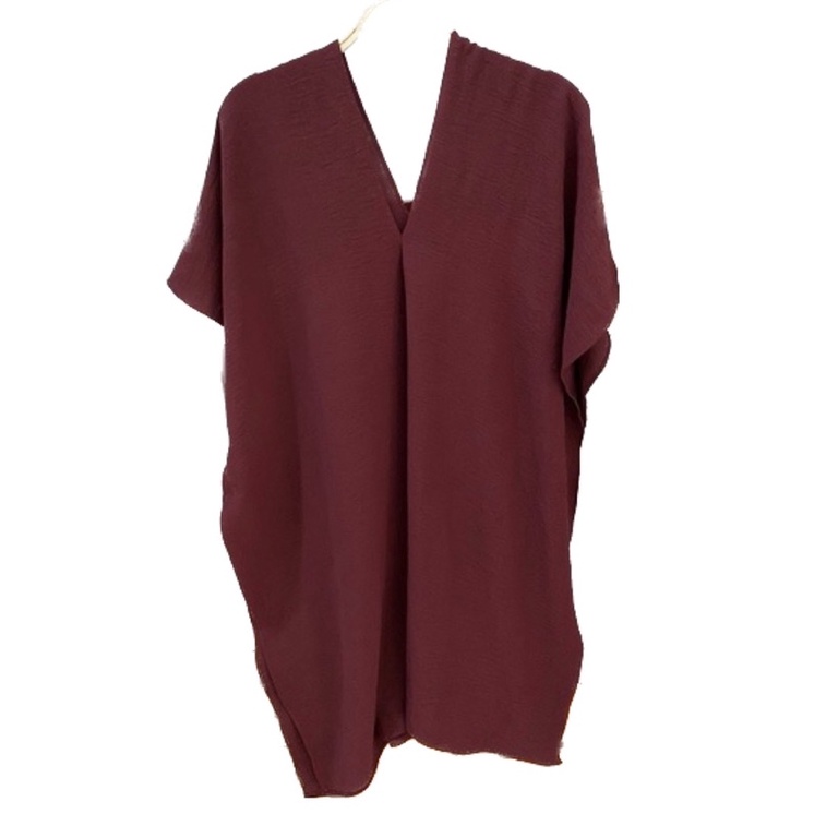 kaftan crinkle top rosepetal / top nagita crinkle v neck mini dress / batwing top bigsize