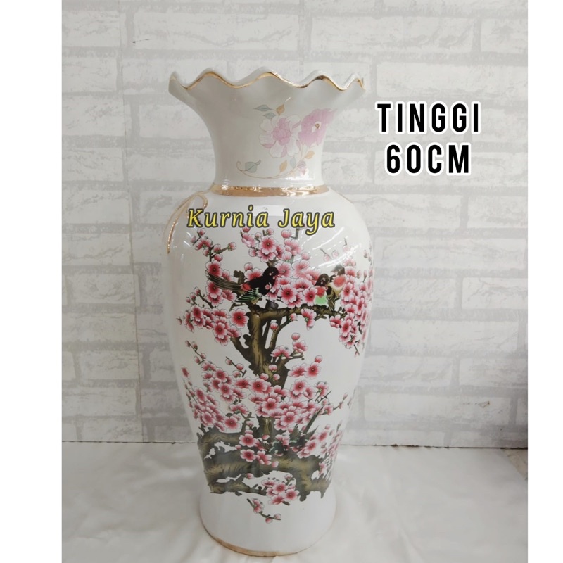 Vas Bunga Sakura Keramik Import/ Pajangan Vas Keramik Import Sakura Import