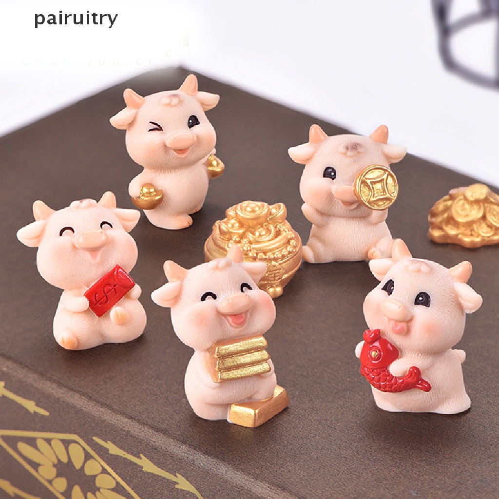 Prt DIY Mini Miniatur OX Ornamen Taman DIY Dekorasi Aksesoris Rumah Boneka Ternak PRT