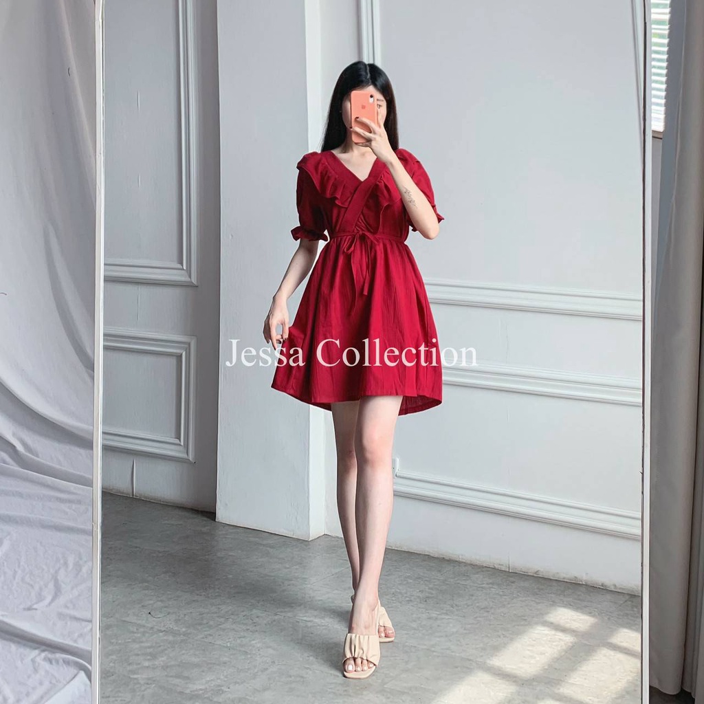 Premium Bysida Ruffle Dress TH 685 LINEN CRINKLE