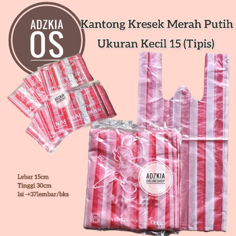 kantong Plastik Kresek Merah Putih Tipis 15 / kantong kresek merah putih Tipis