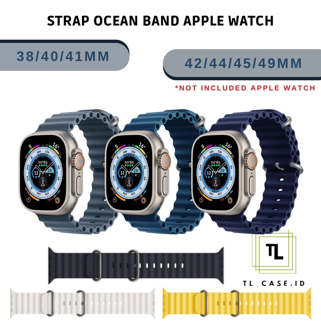 [ Tanpa Jam ] OCEAN STRAP WATCH - SERIES ULTRA 8 7 6 5 4 3 2 1 SE | SIZE 38 40 41 42 44 45 49 MM | Tali rubber silicone strap band apple watch iwatch smartwatch iwo T500 T55 IWO HW22 W26 dll