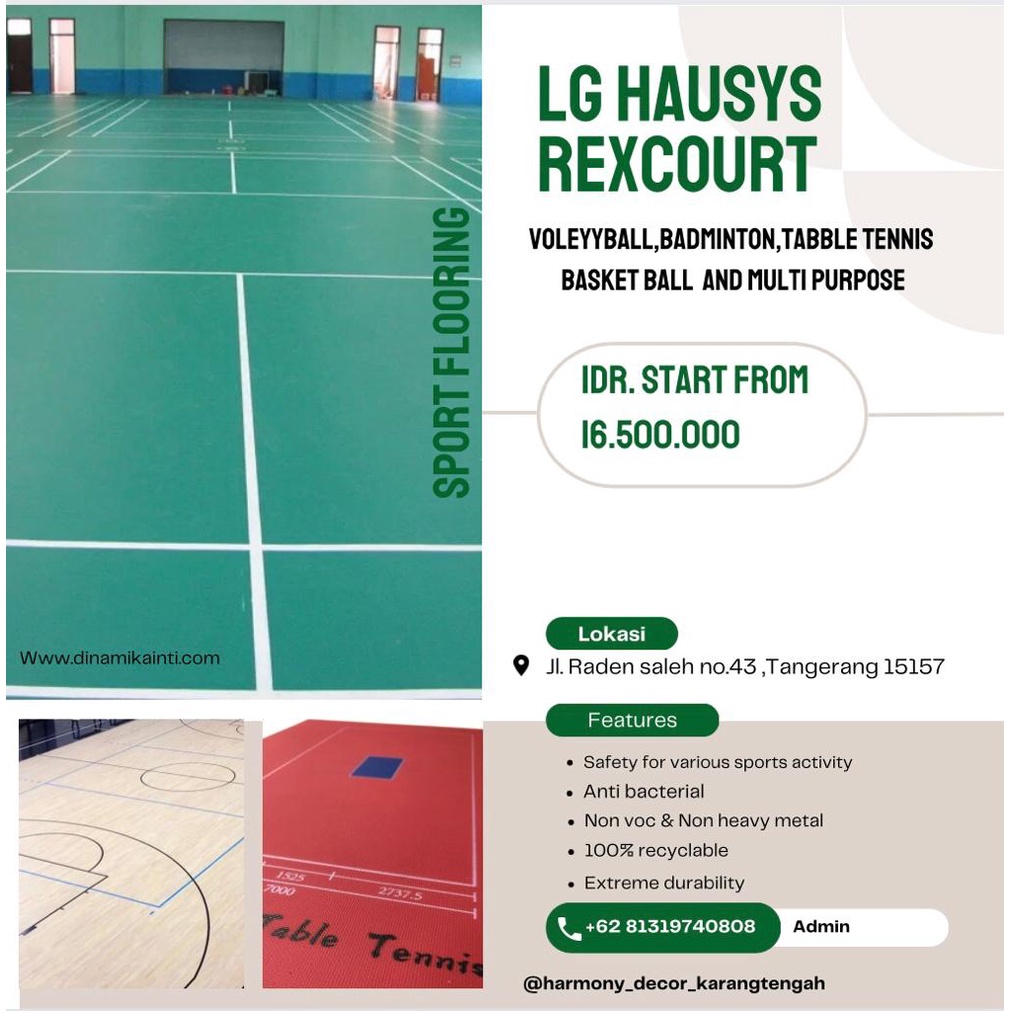 VINYL LANTAI LG/LX HAUSYS REXCOURT-LANTAI VINYL SPORTS 4.5MM- VINYL OLAHRAGA