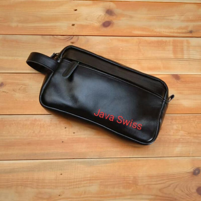 leather clutch kulit asli hitam polos tas tangan pria hitam polos