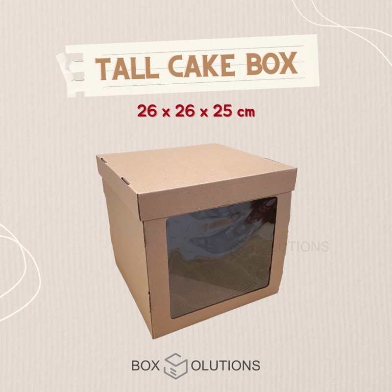 

tall cake box mika / box kue e-flute corrugated mika samping 26x26x25 cm